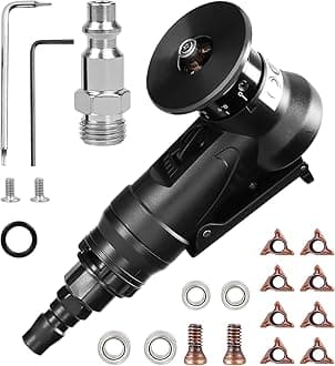Pneumatic Chamfering Tool Handheld, Mini Air-Powered Chamfering Machine Trimming, 45° Arc Corner with 1/4 Inch Air Inlet for Metal Wood Beveling Deburring (R Angle Blades)