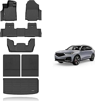 KELCSEECS® Floor Mats & Cargo Liner with Seatback Mats Custom for 2025 2024 2023 2022 Acura MDX All Weather Protection Waterproof TPE Floor Liners Full Set Acura MDX Accessories Black