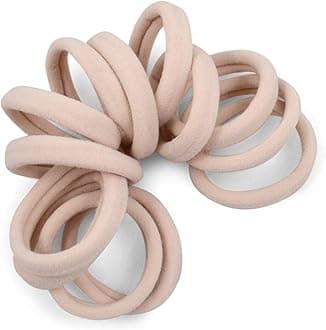 Cyndibands Seamless Nylon Fabric Ponytail Holders in Cream for Blondes - 12 Hair Ties