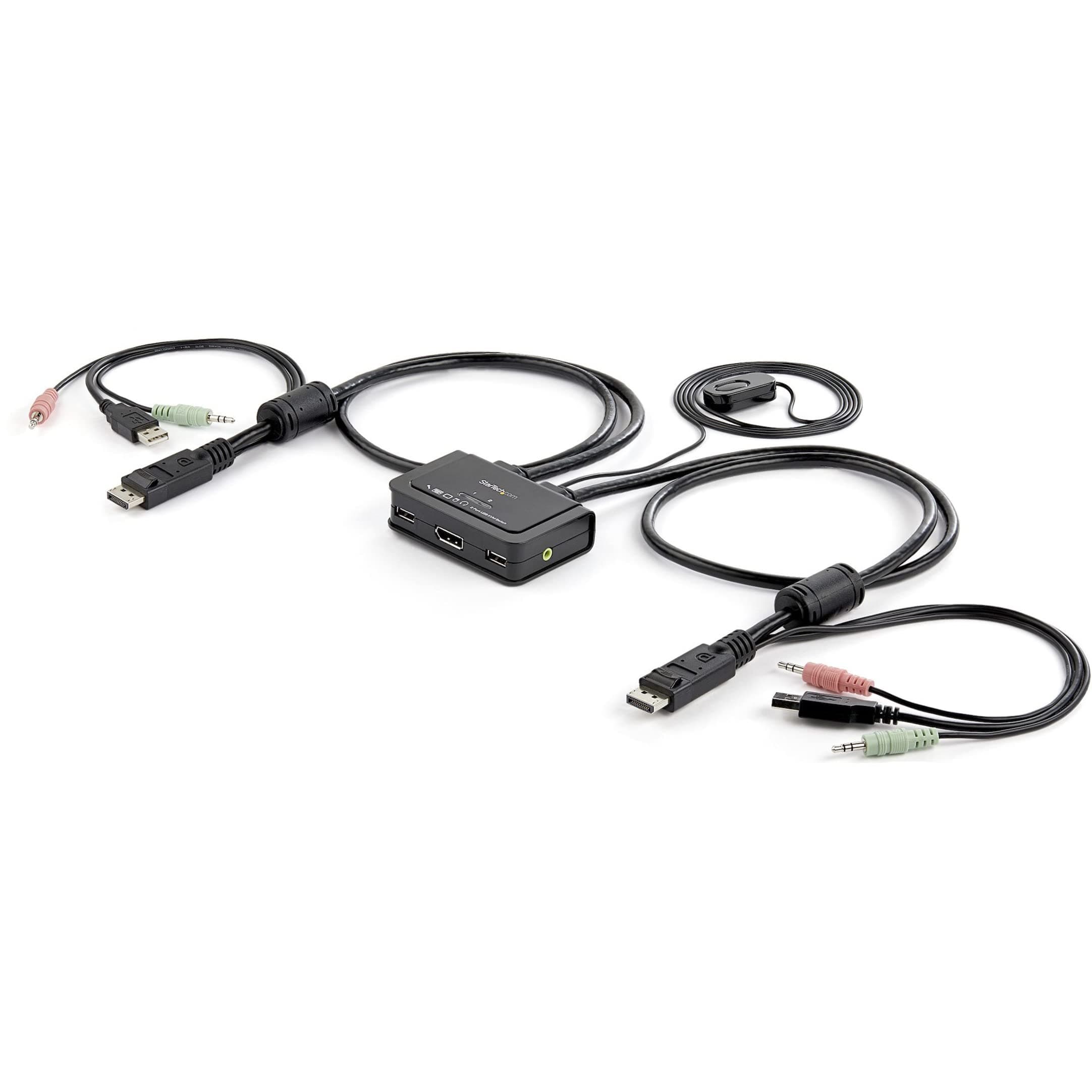 StarTech.com 2 Port DisplayPort Cable KVM Switch with Audio & Remote Control - 2560x1600 @60Hz- USB Powered - Dual Port DP USB KVM Switch (SV211DPUA),Black