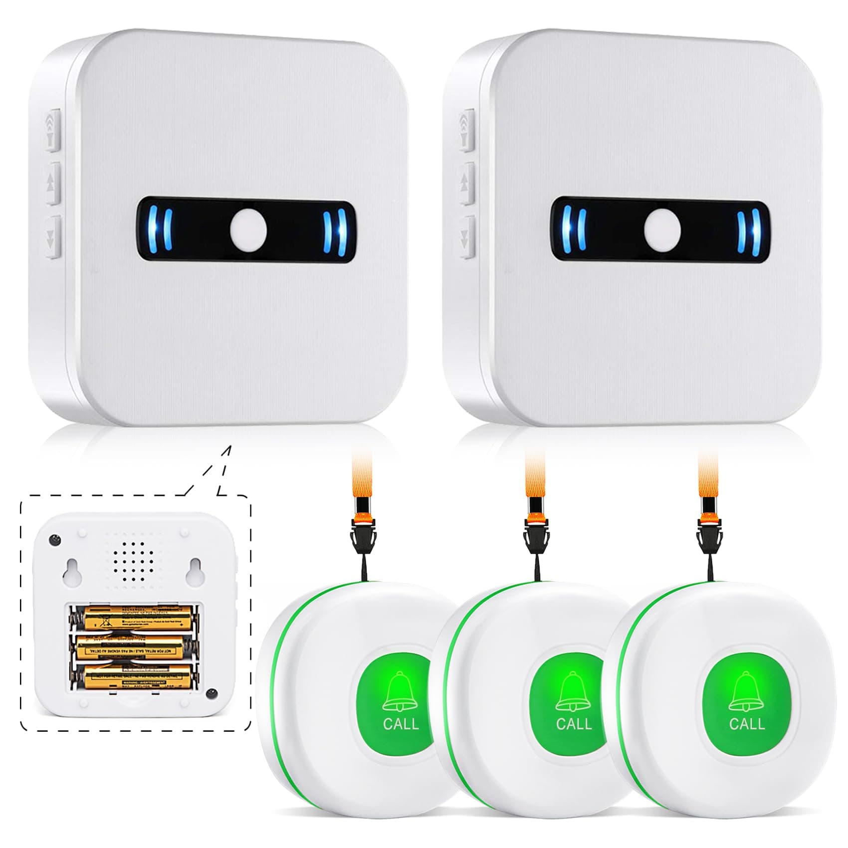 Daytech Wireless Call Button Buzzer for Elderly Home Alarm System – 2 Portable Battery Receivers 3 SOS Button…