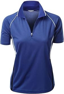Women's Coolmax 2 Tone Collar Zipup Polo T-Shirt