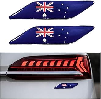 2 PCS 3D Tricolor Flag Emblem, Car Exterior Emblem Badge Sticker Decal, Vehicle Fender Bumper Decals, 3D Aluminum Declaration Badge for All Models, Universal Car Accessories (Australia)