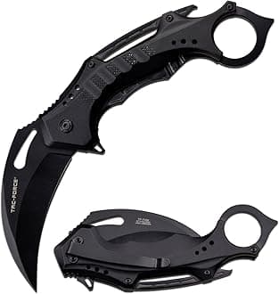 Folding Pocket Knife, 3.25-inch Black Blade, Black Aluminum Handle, 8.75-inch Overall Length TF-705K-BK