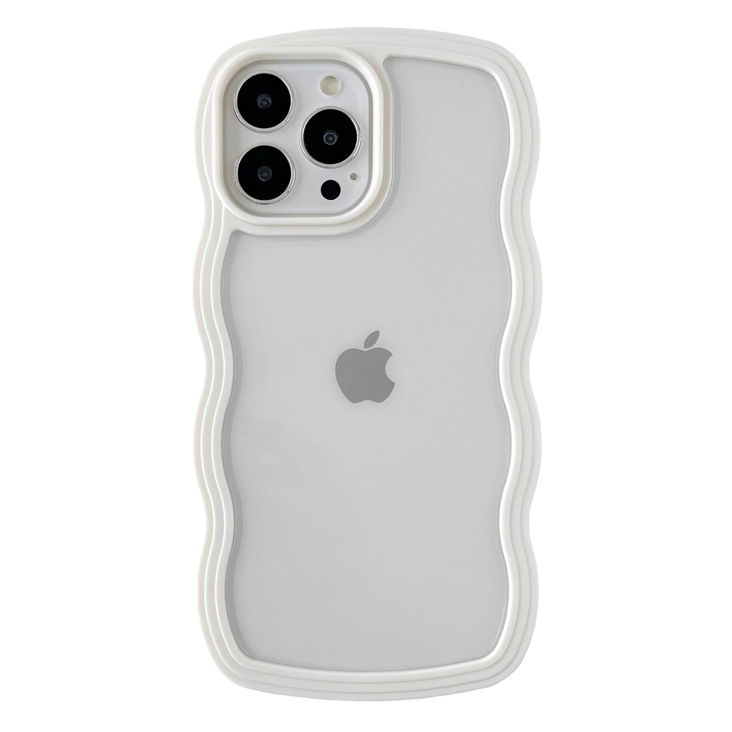Caseative for iPhone 13 Pro Max Case,Cute Curly Wave Frame Shape Shockproof Soft Phone Case (White)