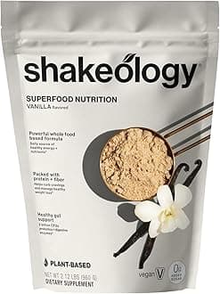 Shakeology 0g Added Sugar Plant Based Protein Powder Blend, Gluten-Free Shake with Vitamins and Minerals – Helps Support Healthy Weight Loss, Lean Muscle, Gut Health – Vanilla, 30 Servings