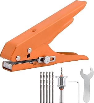 Hole Punch, 8mm Handheld Puncher Screw Cover Hole Punch Set with Countersink Drill & Wrench, Heavy Duty Hole Punch for Photo Paper PVC Cards Edgebanding(as Shown)