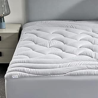 SLEEP ZONE Cooling Mattress Topper for College Dorm, Premium Zoned Quilted Mattress Pad, Fitted Mattress Protector Cover, Machine Wash Durable, Deep Pocket 8-21 inch, Silver (Grey, Twin XL)