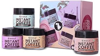 Instant Coffee Powder Mini Combo of Colombian Gold, Turkish Hazelnut, French Vanilla & English Butterscotch | Premium Arabica Instant Coffee | 25 Grams Each