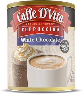 White Chocolate Cappuccino Mix - White Chocolate Powder, Gluten Free, No Cholesterol, No Hydrogenated Oils, No Trans Fat, 99% ine Free, Instant Cappuccino Mix - 1 Lb Can