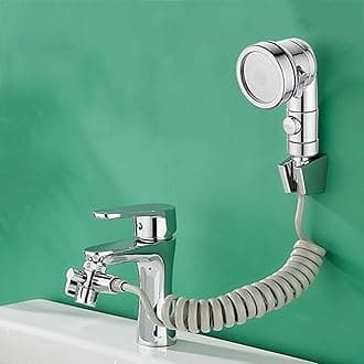 BiaoTeng Shower Head and Hose Set for Bath taps Single Shower Attachment for Sink taps Long Hose Sink Hand Shower Detachable Hose for Hair Wash Sink,Chrome