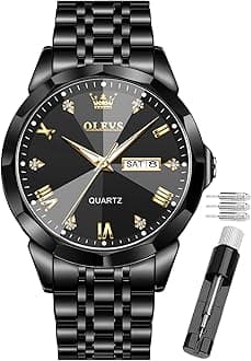 OLEVS Male Wrist Watches, Analog Quartz Business Stainless Steel Waterproof Luminous Watches Luxury