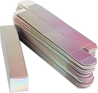 COSIDEA 50 PCS Empty Holographic siver Lip Gloss Boxes W21 xW21 xH121mm / 0.83 * 0.83 * 4.76 inch, Cosmetic Perfume Mascara Box Packaging, small Kraft Paper Box Luxury Holder Wrapping