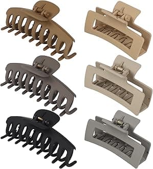 79Style Hair Clips for Women, 6pcs Claws Clips for Thick Hair, Banana Clips for Hair 3.5 Inch, Big Hair Clip, Medium Large Plastic Hair Clip for Girls, Multiple Colors - Brown