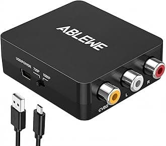 ABLEWE RCA to HDMI,AV to HDMI Converter, 1080P Mini RCA Composite CVBS Video Audio Converter Adapter Supporting PAL/NTSC for TV/PC/ PS3/ STB/Xbox VHS/VCR/Blue-Ray DVD Players