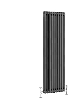 Warmehaus - Traditional Cast Iron Style Anthracite Double Column Vertical Radiator 1500 x 470mm - Perfect for Bathrooms, Kitchen, Living Room