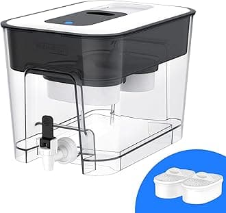 Waterdrop40 Cup Dual Filter Dispenser, 8X Faster Filtration, 400-Gallon Lifespan, Water Filter Dispenser for Home/Office, 2 Replacements, 10X Longer Lifetime, Reduces Chlorine, PFOA/PFOS, Black