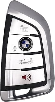Arrvweer Replacement Keyless Entry Remote Control Key Fob Case Cover fit for BMW 1 3 5 7 Series X1 X3 X5 Z4 F10 F15 Key Fob 4 Buttons (Silver)
