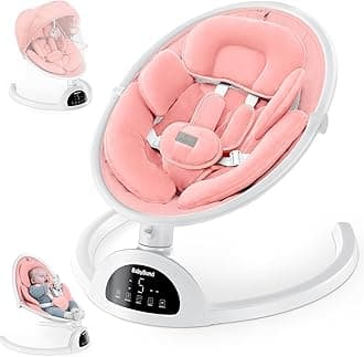 BabyBond Baby Swings for Infants, Bluetooth Infant Swing with Music Speaker, 3 Seat Positions, 5 Point Harness Belt, 5 Speeds and Remote Control - 1 Pcs (Pink)