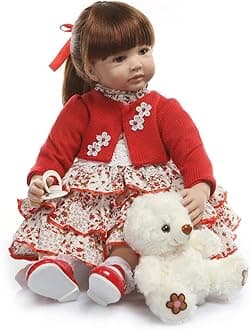 Zero Pam Reborn Baby Dolls Toddler Realistic Girl 24 Inch 60cm Real Looking Baby Silicone Limbs and Head Soft Cloth Weighted Body 6-12M Bebe Feel with Beautiful Princess Dress (1907)