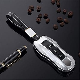 M.JVisun Aluminum Car Key Protector For Porsche 911 Carrera 918 Cayenne Coupe For Macan For Panamera Taycan Smart Key Fob Case Cover - Silver