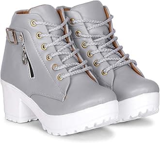 KRAFTERWomen's Tan Buckle Boots – Stylish Faux Leather High Ankle Boots for Winter & Casual Wear – Comfortable & Durable