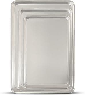 Baking Sheet Pan Set, Commercial Quality Natural Aluminum Cookie Sheets for Oven, Umite Chef Warp Resistant Nonstick Baker's Half/Quarter/Jelly Roll Pans, Thick Cookie Tray Pans for Baking, Roasting