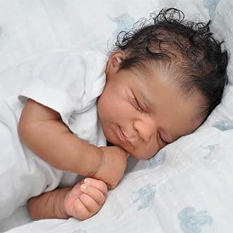 Anano Black Reborn Baby Dolls, 18 in Realistic Baby Doll Boy, Silicone Babys Doll Lifelike, African American Newborn Babies, Black Reborn Dolls Brown Skin with Accessories