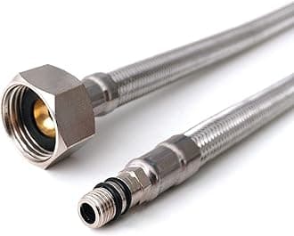 2 x M8 x1/2 Flexible Tap Connectors (900mm) | 4 Lengths | Pair of BSP Kitchen/Basin Monobloc Mixer Flexi Pipe Tails | Braided Stainless Steel