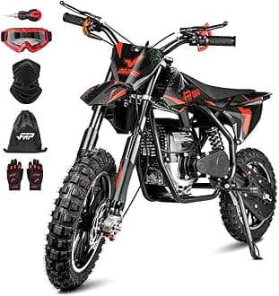 FX40-Ogemaw Kids Dirt Bike 40CC 4-Stroke Gas Powered Off-Road Mini Motorcycle with Goggles, Gloves & Neck Gaiter, Dual Disc Brakes, 20 MPH Max Speed, 132 LBS Weight Capacity (Black)