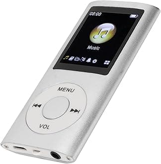 Stylish Slim MP3 Player with 1.8-Inch LCD Screen - Multifunctional Lossless Sound Portable Music Player (Silver)