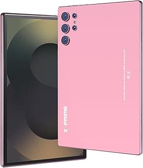 X-Prime S25 Ultra Plus 10.1" Tablet Android 15 | 5G+WiFi | Dual SIM |HD Display 3000x1440 | Keyboard + Stylus | Kids Tablet | Dual Camera | Zoom & Google Meet (Pink)