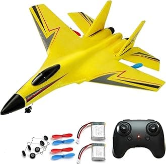 Remote Control Airplane for Ages 14 Years, 2 Channels Foam RC Planes Jet Wireless Toy,Hobby RC Glider Aircraft for Beginners Teen Adult Yellow