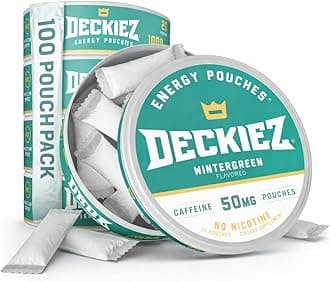 Deckiez Caffeine Pouches – 50mg Nicotine-Free Energy Supplement, Sugar Free E...