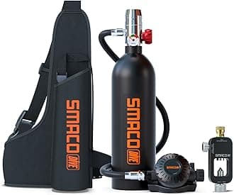 SMACO Mini Scuba Tank 1L Small Scuba Tank Diving Oxygen Cylinder with 15-20 Minutes Underwater Breathing Portable Diving Tank Kit for Underwater Exploration Emergency Rescue Pony Bottle S400