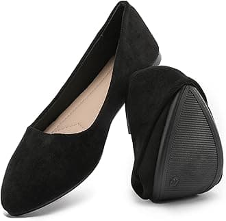 Women’s Black Flats Shoes Comfortable Suede Pointed Toe Slip On Casual Ballet Flats Dress Shoes Nude Flats