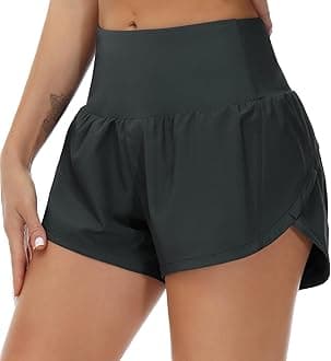 THE GYM PEOPLE Womens High Waisted Running Shorts Quick Dry Athletic Workout Shorts with Mesh Liner Zipper Pockets