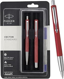 Parker Vector Standard Roller Ball Pen and Ball Pen - Red Body