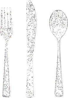 360pcs Clear Plastic Silverware, Glitter Disposable Cutlery with Colorful Design,120 Forks,120 Knives,120 Spoons,Perfect for Parties Birthday