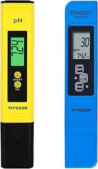 Digital pH and TDS Meter Kits, 0.01pH High Accuracy Pen Type pH Meter ± 2% Readout Accuracy 3-in-1 TDS EC Temperature Meter for Hydroponics, Pool and Aquarium, Yellow Blue, UL Certified