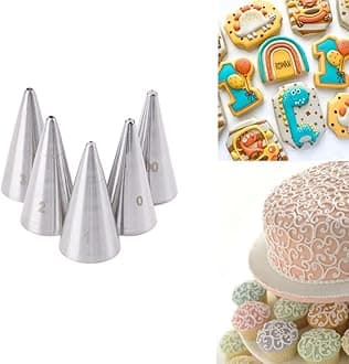 Small Round Piping Nozzles for Writing,Drawing,Tiny Detail,Sugar Cookies,Royal Icing Piping Tip,5 Pcs
