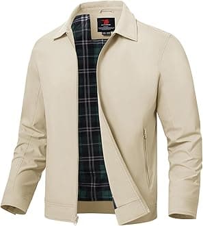 Mens Lightweight Jackets Light Windbreaker Full Zip Casual Work Jacket Golf Business Fall Track Coat with Pockets