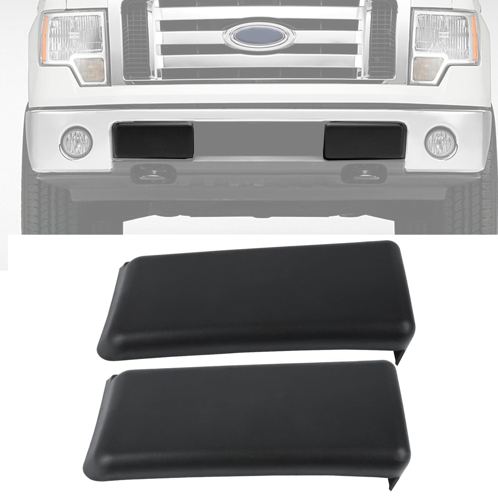Replacement for Front Bumper Guard Pad Cap Inserts End Cover 2009-2014 F150 F-150 9L3Z17E810B Left Driver & Right Passenger Side