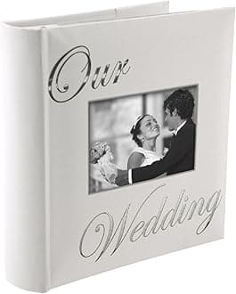 Malden International Designs Our Wedding 2-Up with Memo Space Photo Album, 160-4x6, White