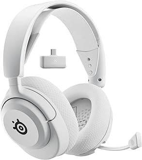 SteelSeries 61671 Wireless Gaming Headset, Arctis Nova 5 White, Equalizer Setting, Perfect for Monster Hunter Wilds, Lightweight, Wireless, Compatible with Switch/Switch 2/PC/PS5/PS4, Rapid Charging, 60 Hours of Continuous Use, Adjustable, White