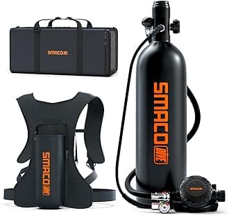 SMACO S700 Plus Mini Scuba Tank 1.9L Portable Diving Tank Reusable Pony Bottle for Underwater Exploration Lung Air Tank Kit Diving Cylinder for Emergency Rescue Boat Cleaning Backup Air Source