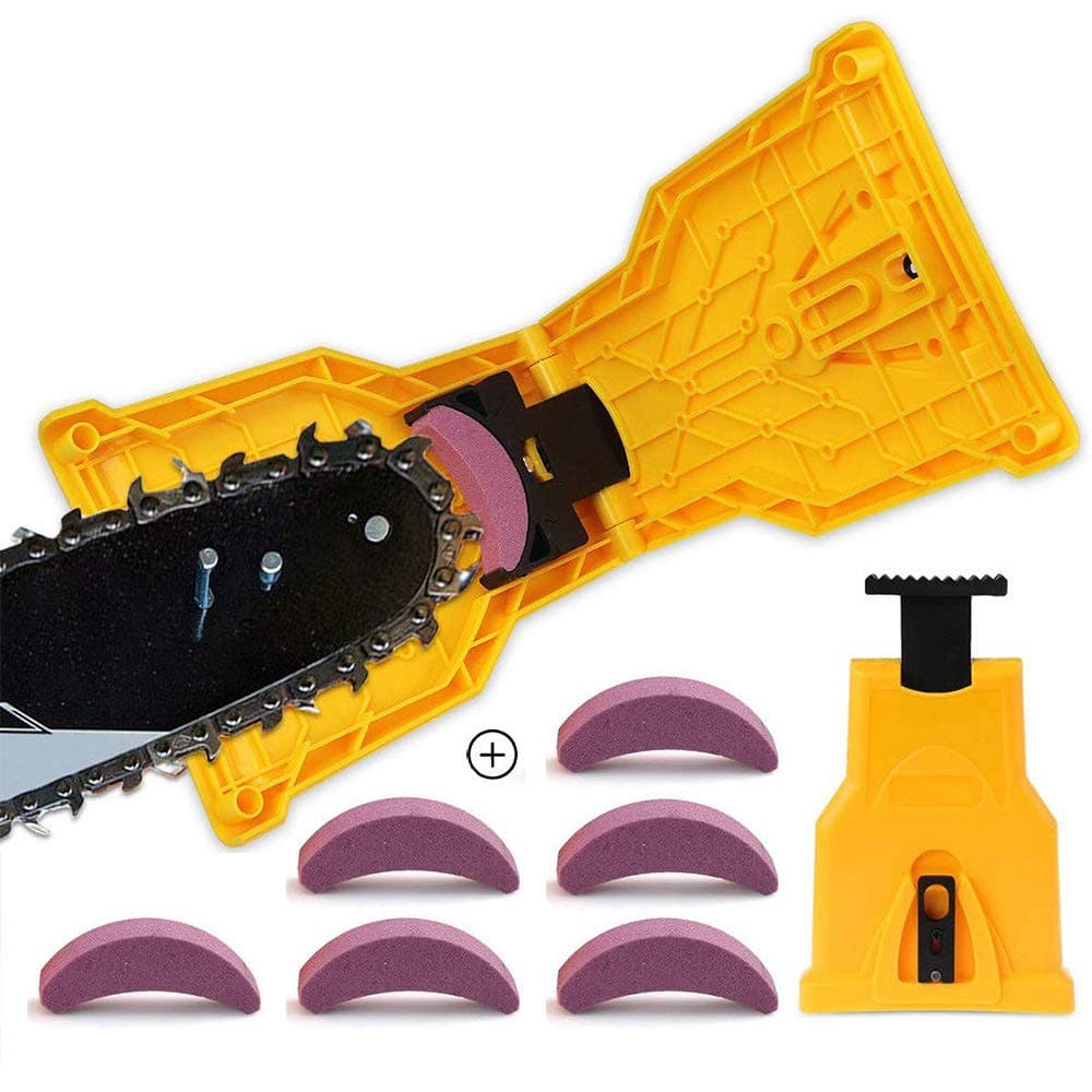 Pemedor Chainsaw Teeth Sharpener chainsaw Portable Durable Easy Power Sharp Bar-Mount Fast Grinding Chainsaw Chain Sharpener Tool for 14/16/18/20 Inch One/Two Holes Chain Saw Bar