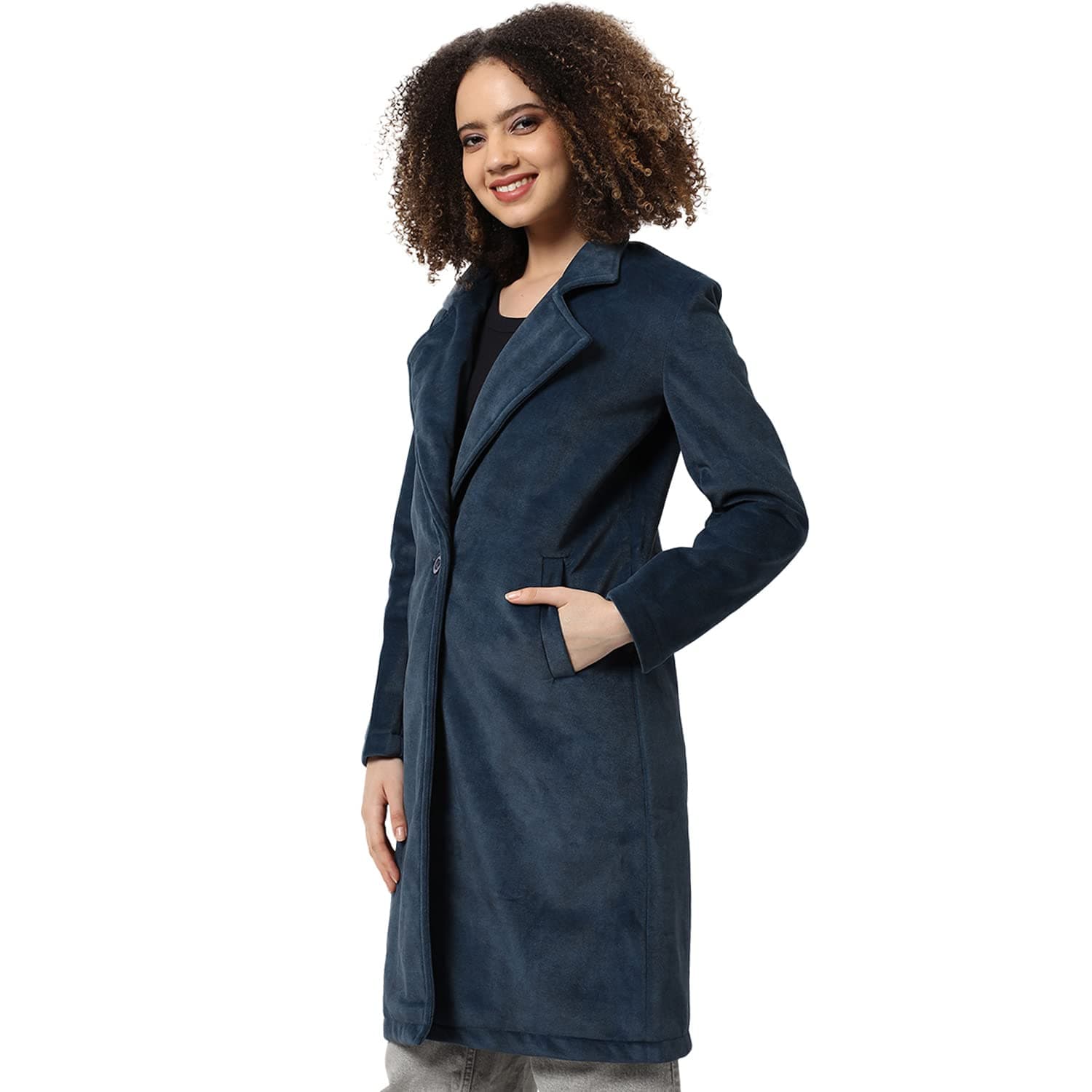 Campus SutraWool Blend Women's Solid Reefer Mid-Thigh Jacket
