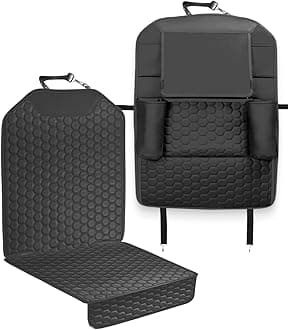 Owleys Black Car Seat Set: Backseat Organizers & Waterproof Protector for Child Seats Toy Storage in Black, Brown, Tan Guard Against Dirt, Scratches, Stains on Leather