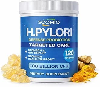 H.Pylori Support Probiotic 100 Billion CFU - Lactobacillus Reuteri, Mastic Gum, Berberine, Zinc Carnosine, Green Tea | Stomach Comfort & Gut Microbiome Care | Delayed-Release Vegan Capsules, 120 Caps